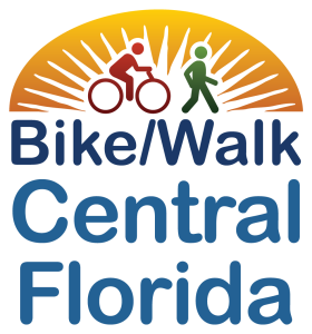 Bike/Walk Central Florida logo with bicycle and pedestrian icons under a rising sun, alongside the organization name 